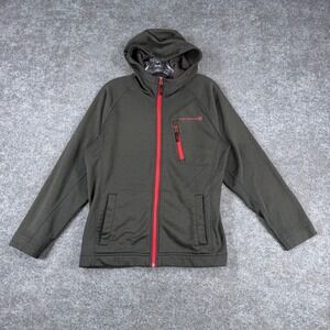 Free Country Boys L 14/16 Black Softshell Hooded Jacket Fleece Lined Full Zip